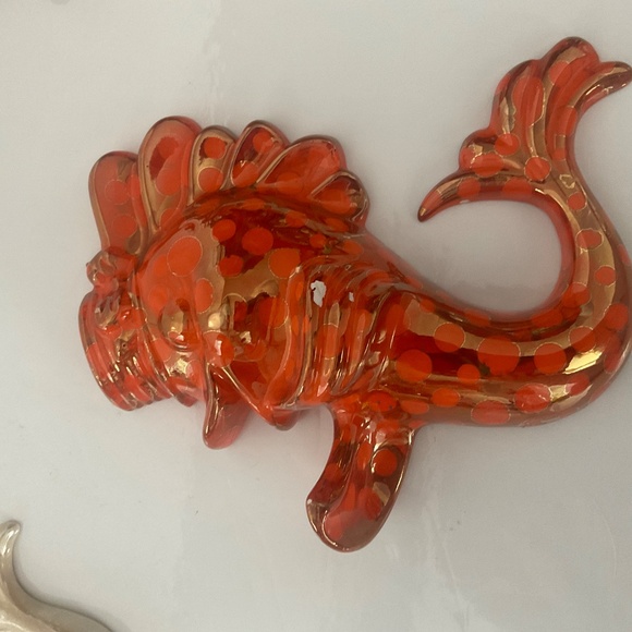 4 VINTAGE WALL PLAQUES SEAHORSE & DOLPHIN FISH MCM - Picture 6 of 9